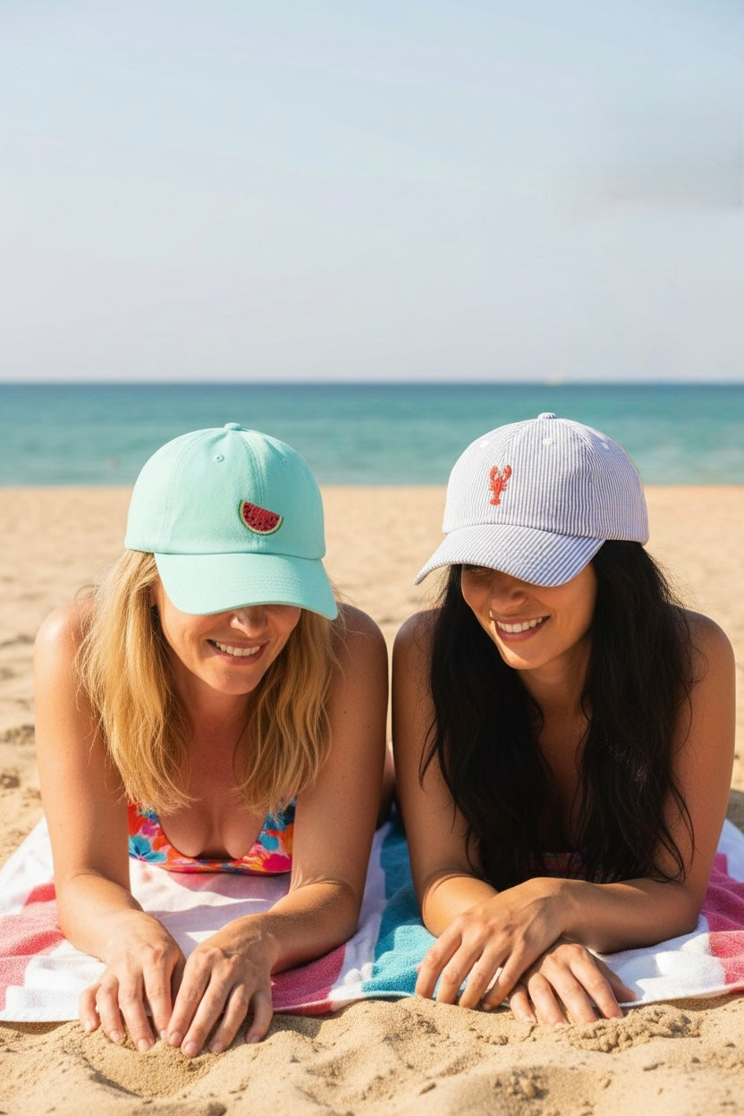 Lobster Icon Stripe Dad Hat - Blue Stripe