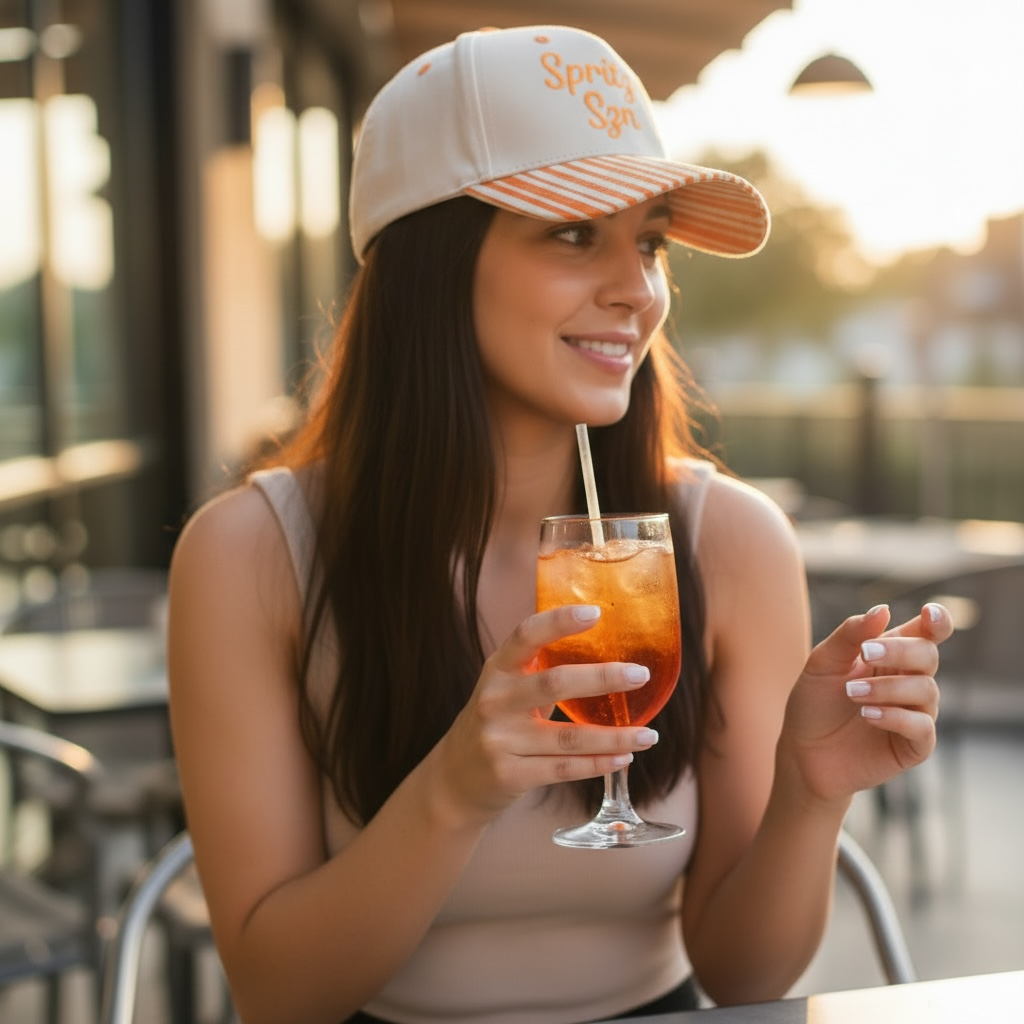 Spritz Szn Hat - Natural/Orange Stripe