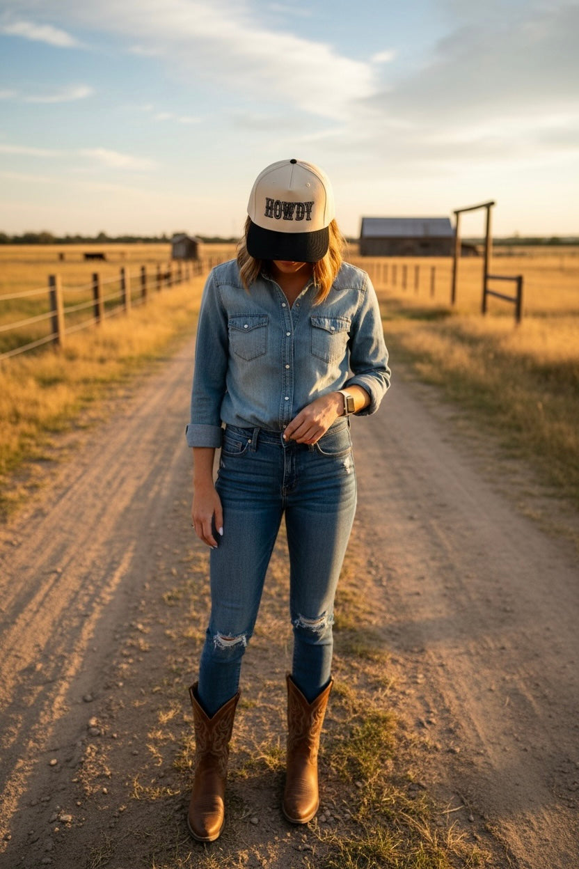 HOWDY Hat - Natural/Black