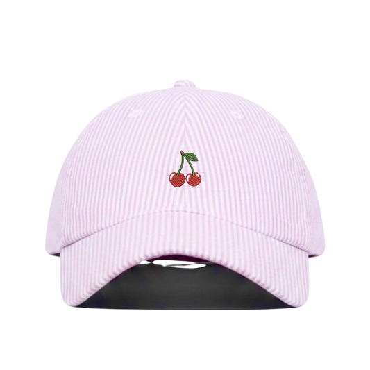 Cherries Icon Stripe Dad Hat - Pink Stripe