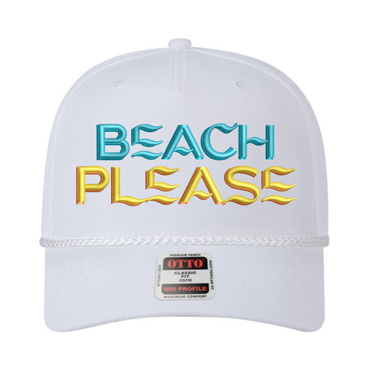 BEACH PLEASE Rope Hat - White