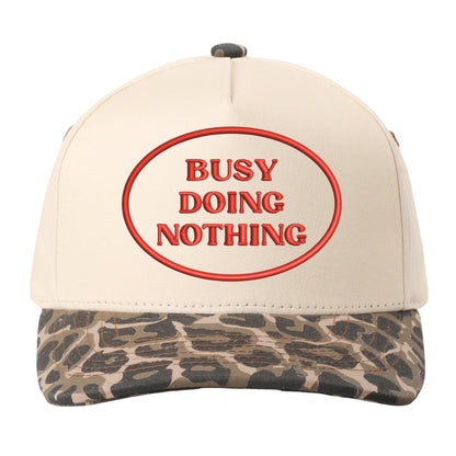 Busy Doing Nothing Hat - Natural/Leopard