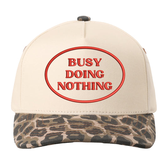 Busy Doing Nothing Hat - Natural/Leopard