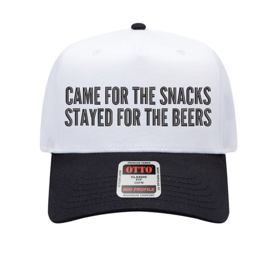 Came For The Snacks Stayed For The Beers Hat - White/Black