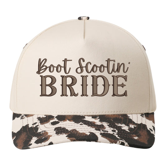 Boot Scootin’ Bride Hat - Natural/Cow Print