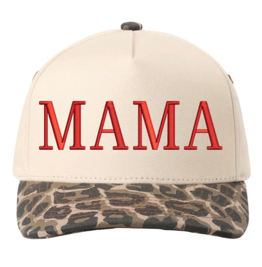 MAMA 3D Puff Hat - Natural/Leopard