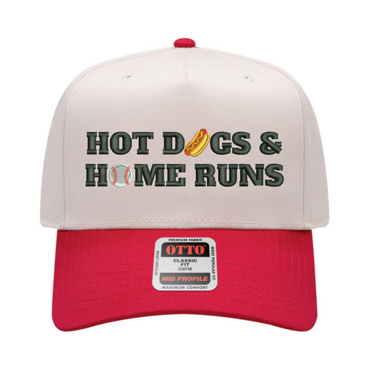 Hot Dogs & Home Runs Hat - Natural/Red