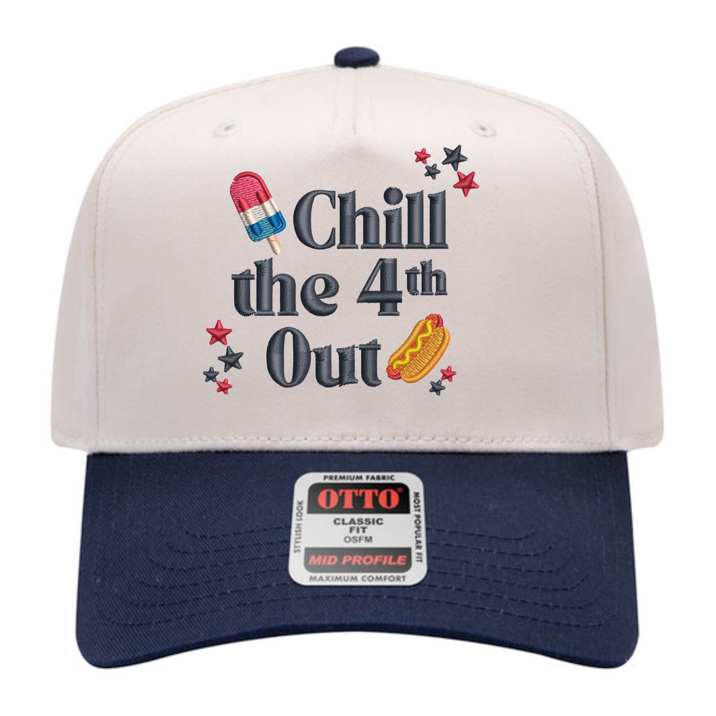 Chill the 4th Out Hat- Natural/Navy