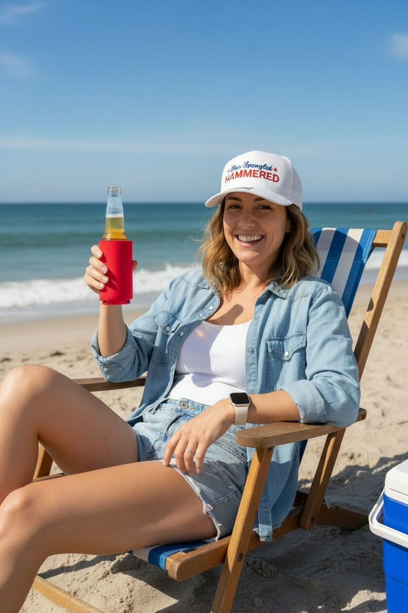 Star Spangled Hammered Hat - White