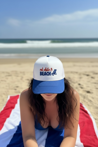 Red, White & Beach Hat - White/Blue