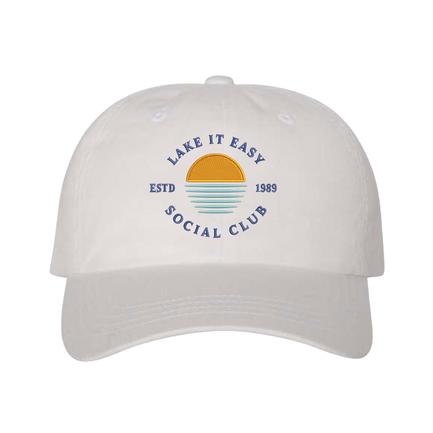 Lake It Easy Social Club Dad Hat - White