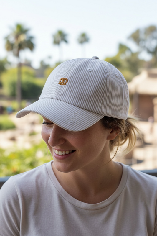 Pretzel Icon Stripe Dad Hat - Tan Stripe