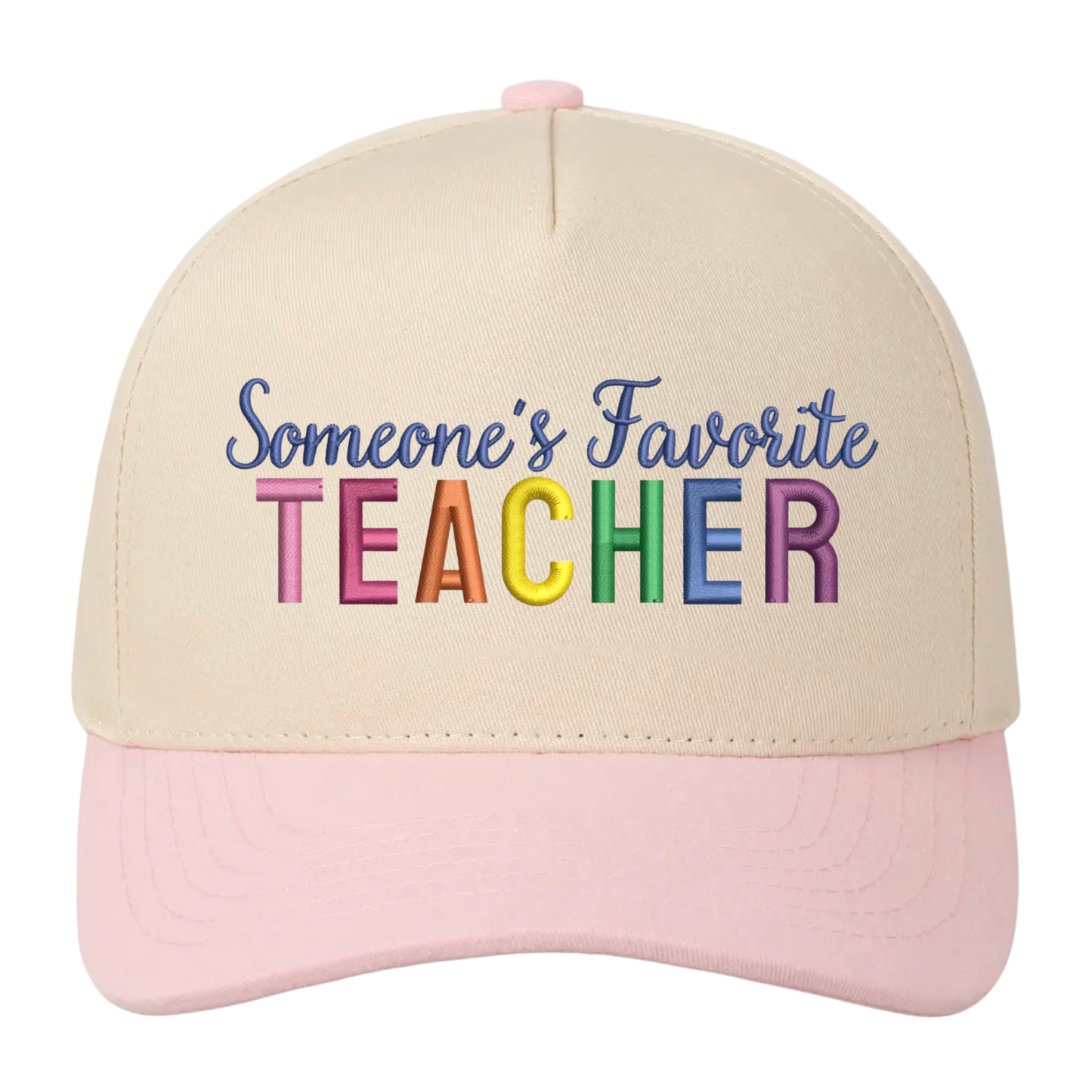 Someone’s Favorite Teacher Hat - Natural/Baby Pink