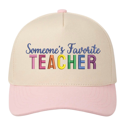 Someone’s Favorite Teacher Hat - Natural/Baby Pink