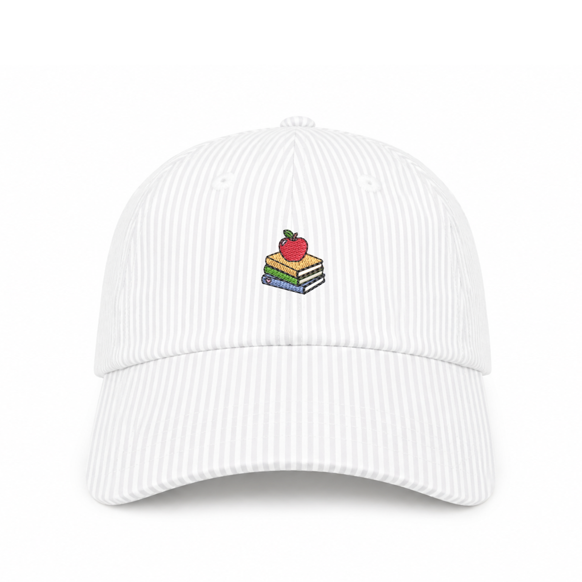 Stacked Books Icon Stripe Dad Hat - White Stripe