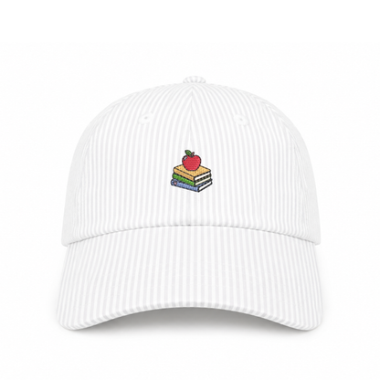 Stacked Books Icon Stripe Dad Hat - White Stripe