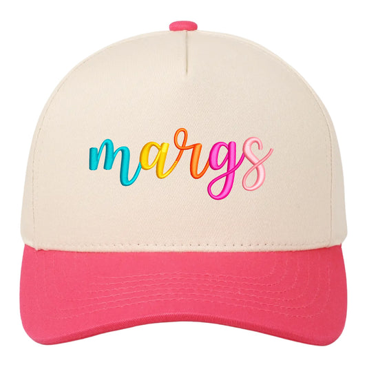 Margs Multicolor Hat - Natural/Hot Pink
