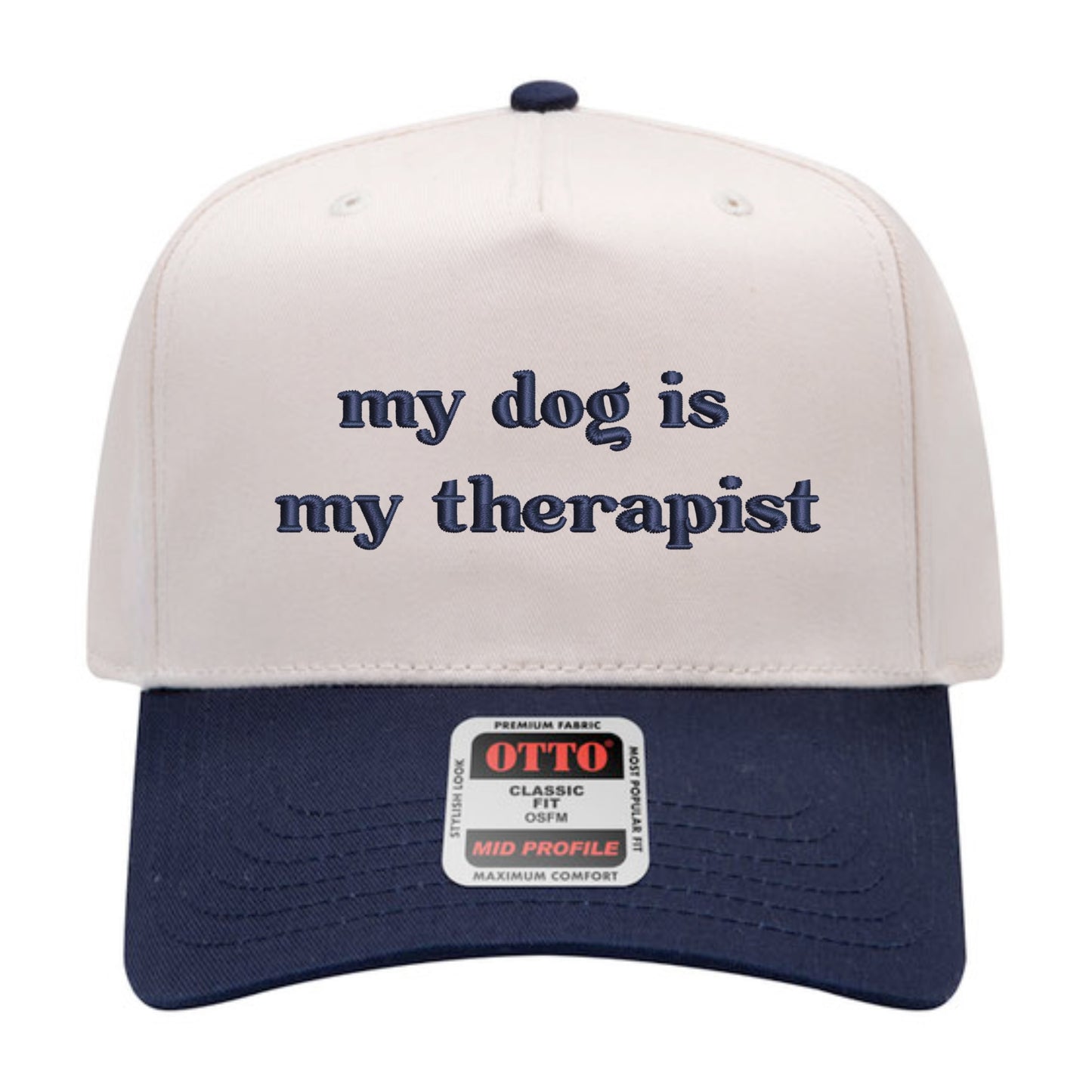 My Dog is My Therapist Hat - Natural/Navy