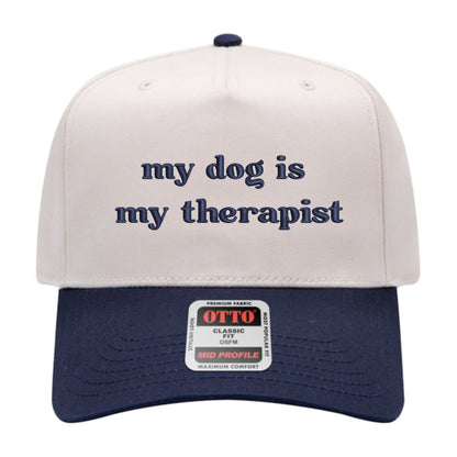 My Dog is My Therapist Hat - Natural/Navy