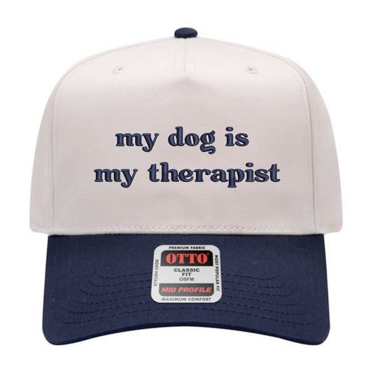 My Dog is My Therapist Hat - Natural/Navy