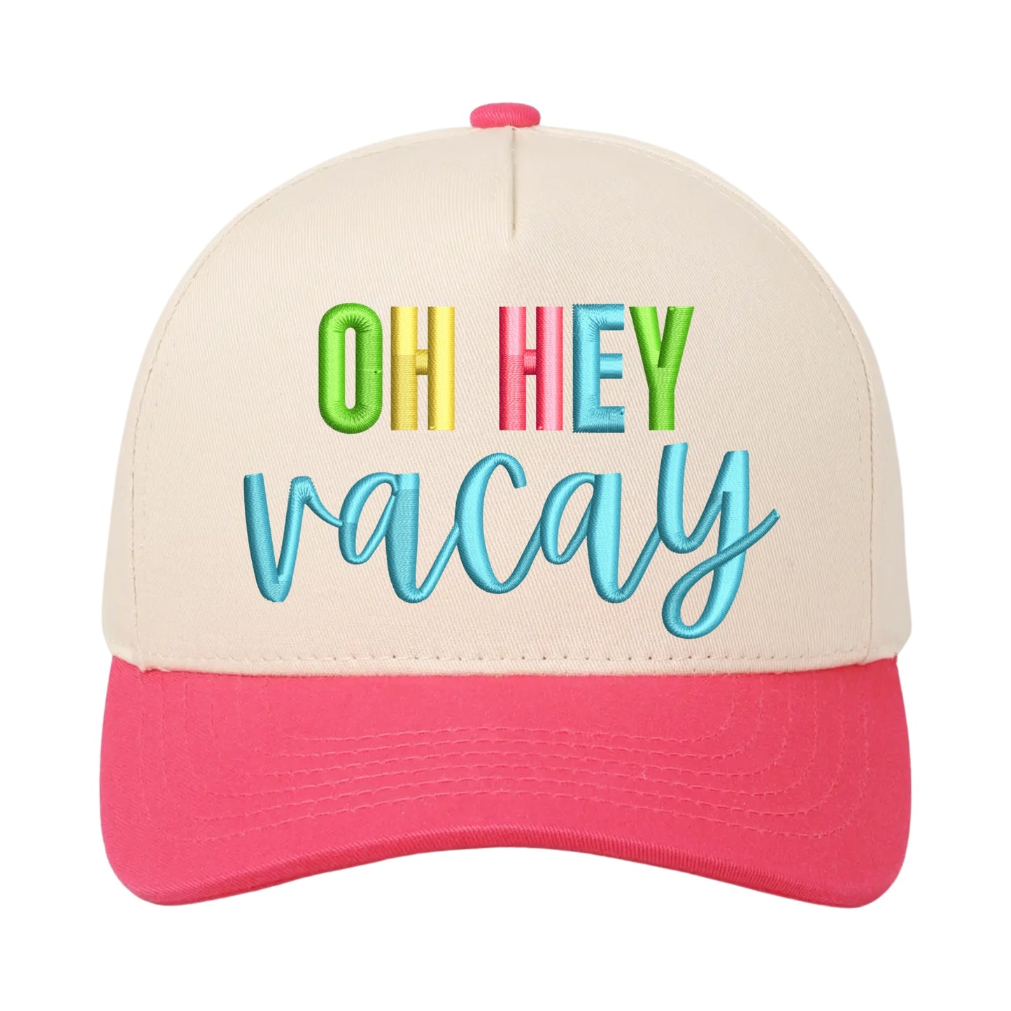Oh Hey Vacay Hat - Natural/Hot Pink