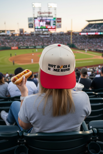 Hot Dogs & Home Runs Hat - Natural/Red