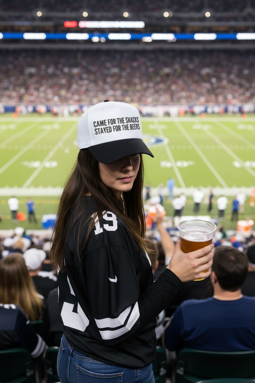 Came For The Snacks Stayed For The Beers Hat - White/Black