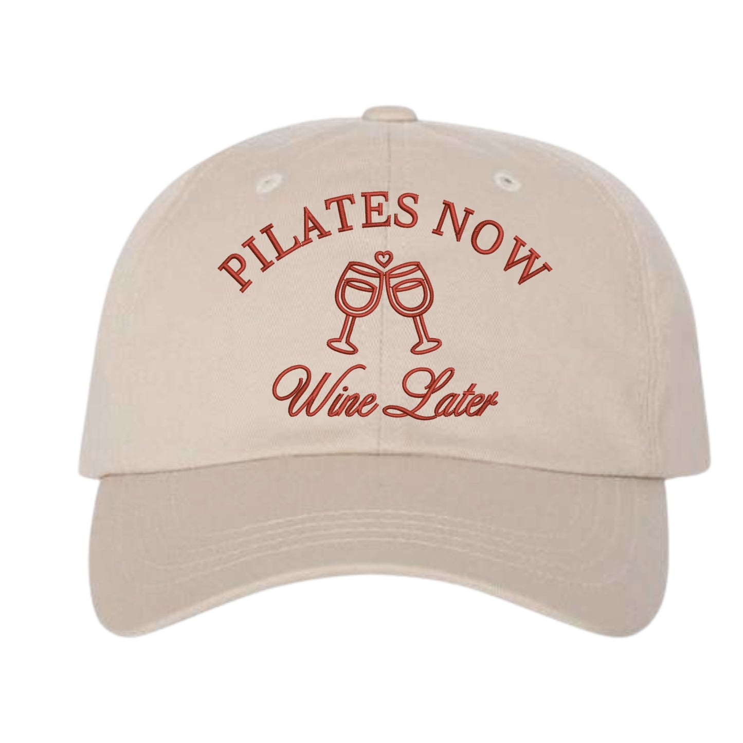 Pilates Now Wine Later Dad Hat - Stone