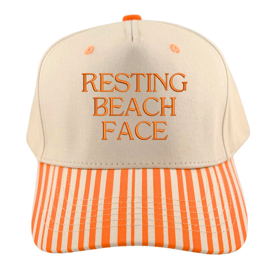 Resting Beach Face Hat - Natural/Orange Stripe