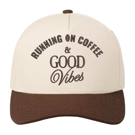 Running on Coffee & Good Vibes Hat - Natural/Brown