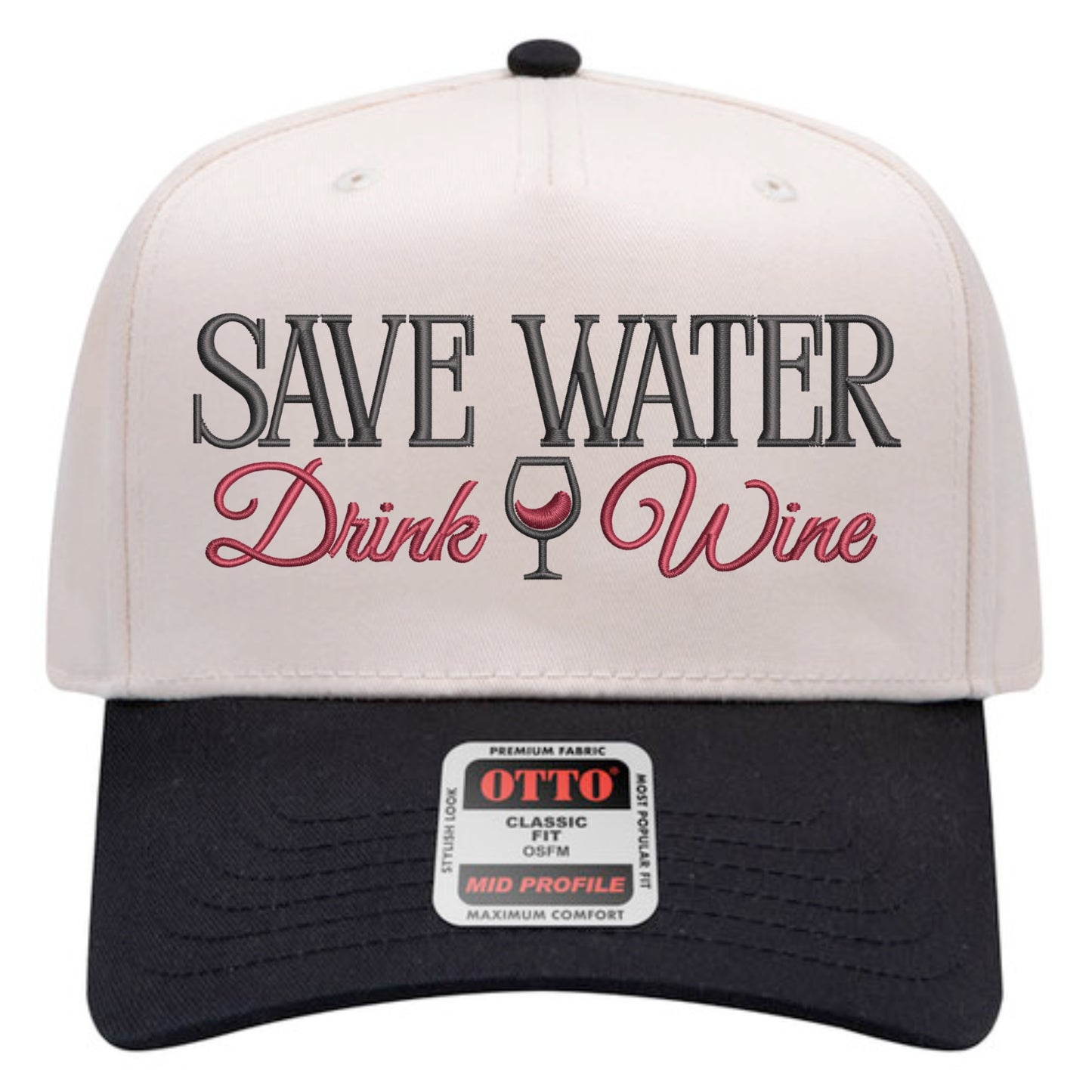 Save Water Drink Wine Hat - Natural/Black