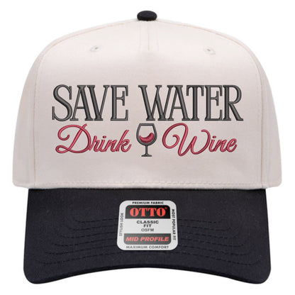 Save Water Drink Wine Hat - Natural/Black