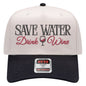Save Water Drink Wine Hat - Natural/Black