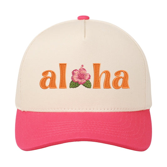 Aloha Hat - Natural/Hot Pink